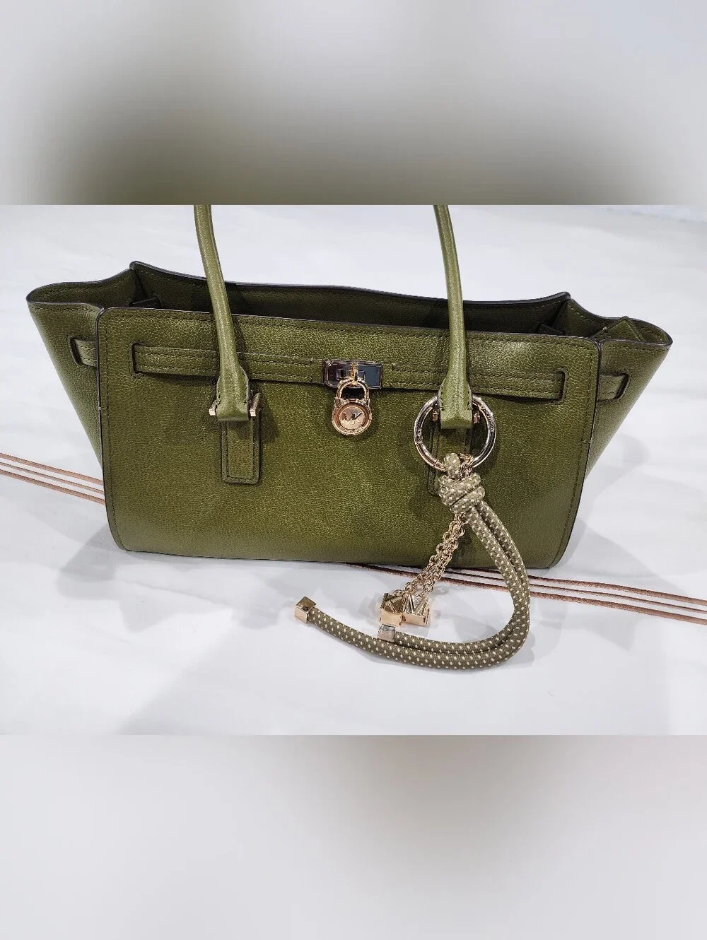Michael Kors Hamilton Moderne Small East West Shoulder HandBag with Tassel Charm